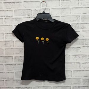 J galt black flower shirt